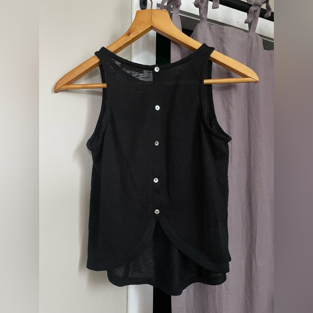 Freebird Black Button-Back Tank Top